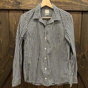 Gap gingham navy and white plaid button down